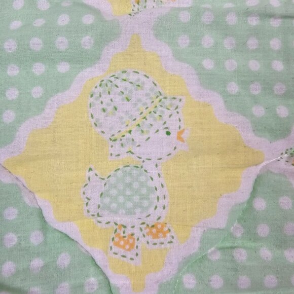 Vintage Baby Blanket Sleeping Bag Yellow Green Ducks Nursery Animal Theme Zip Up - Picture 5 of 11
